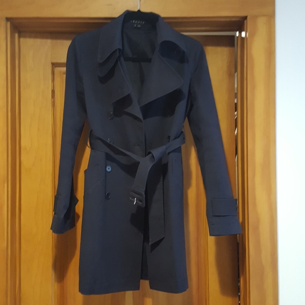 Theory Classic Navy Trench Coat size S